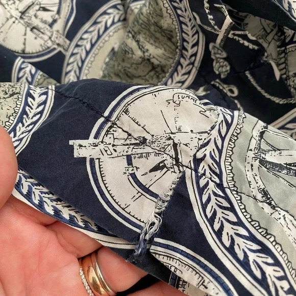 Vintage - Pure Silk Nautical Themed Oversized Shorts Dark Blue - Picture 14 of 15